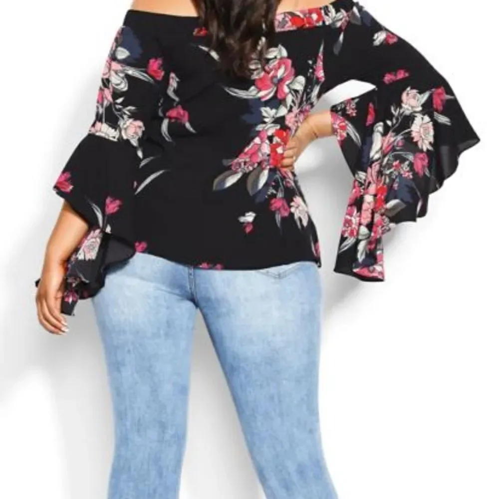 Citi chic black misty floral bardot top - Picture 9 of 10